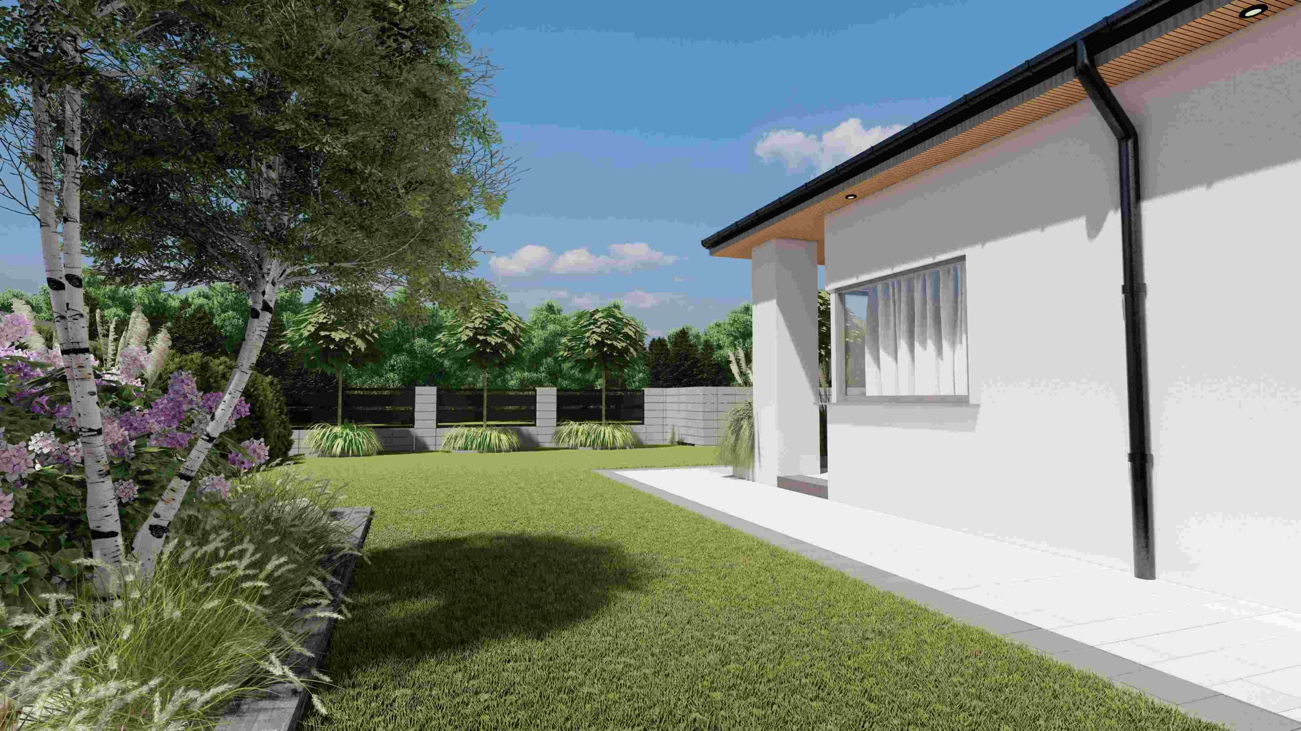 rabaty w dużym ogrodzie nowoczesnym