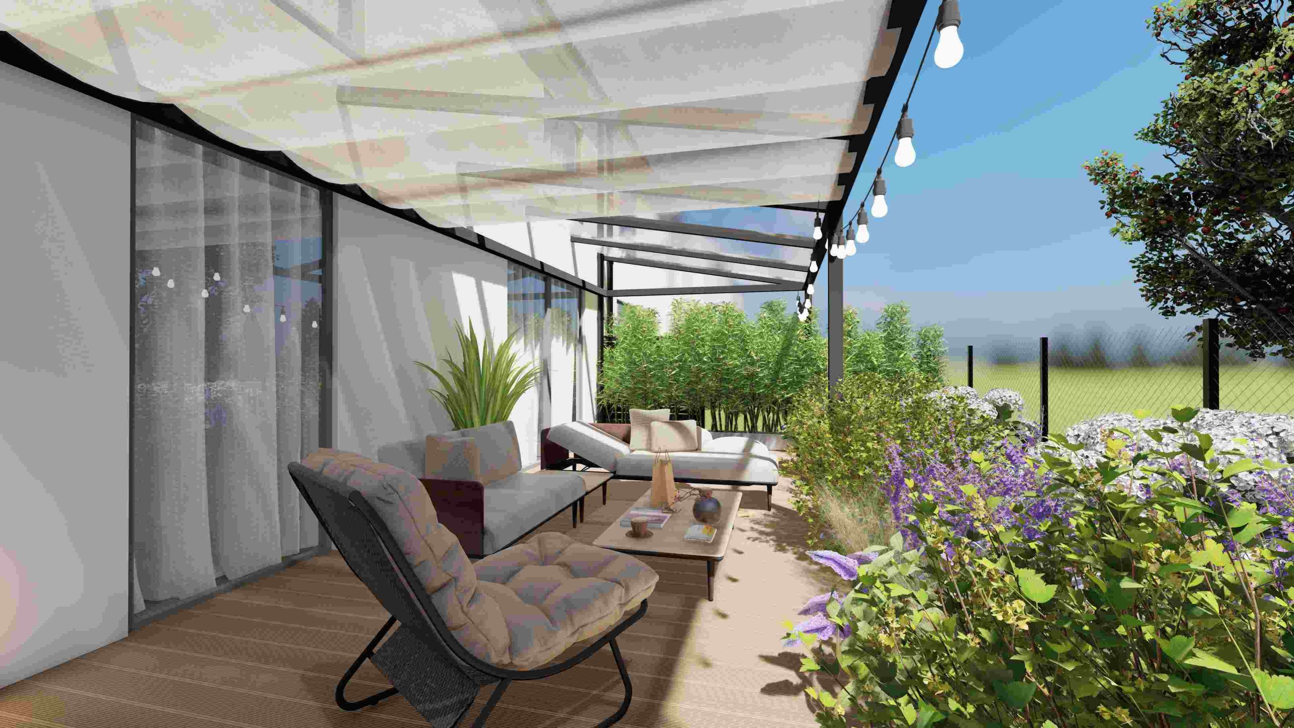 ogród bez trawnika - taras