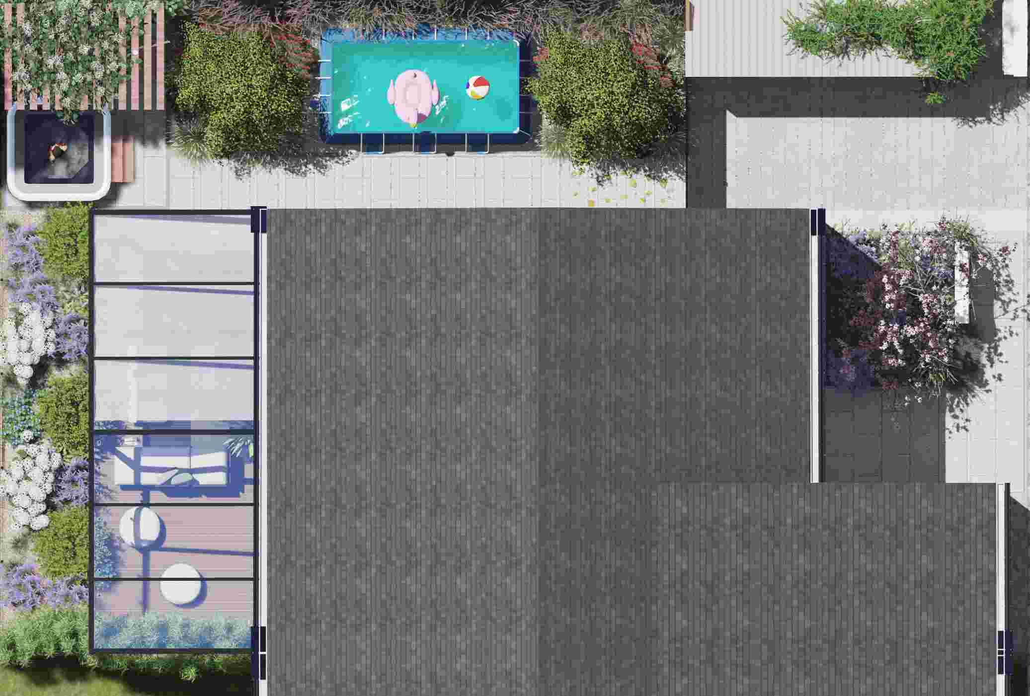 ogród bez trawnika - rzut z góry