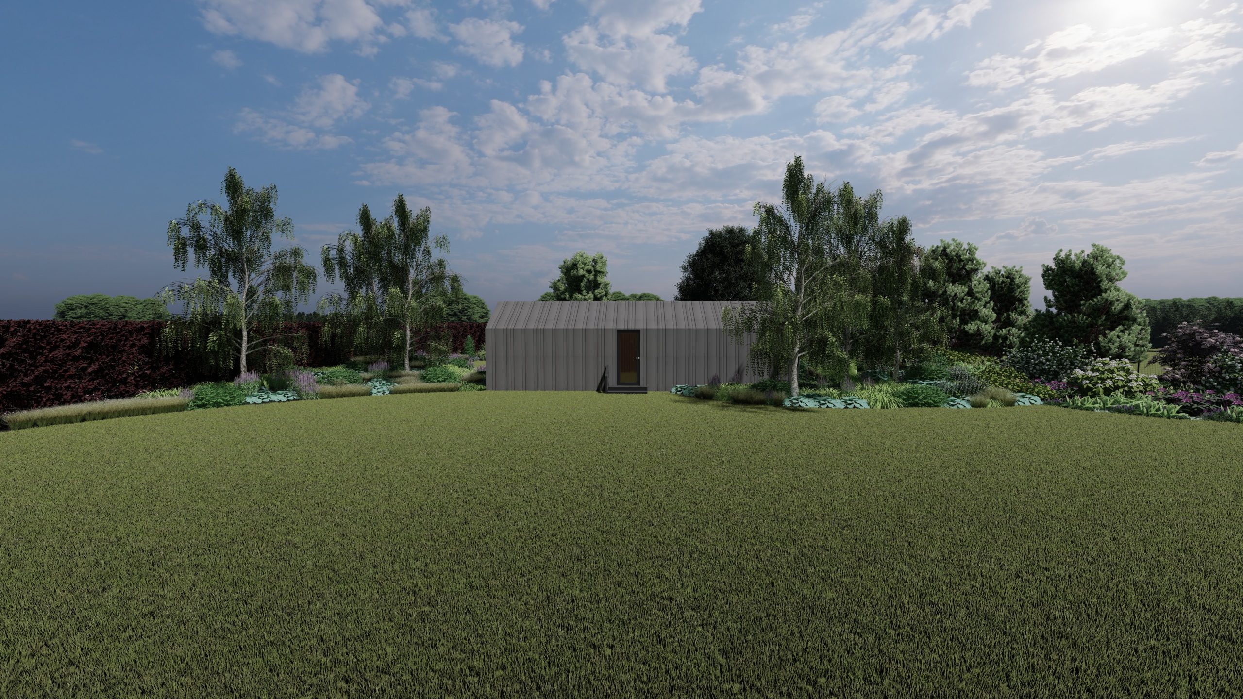 leśny ogród przy domku letniskowym 