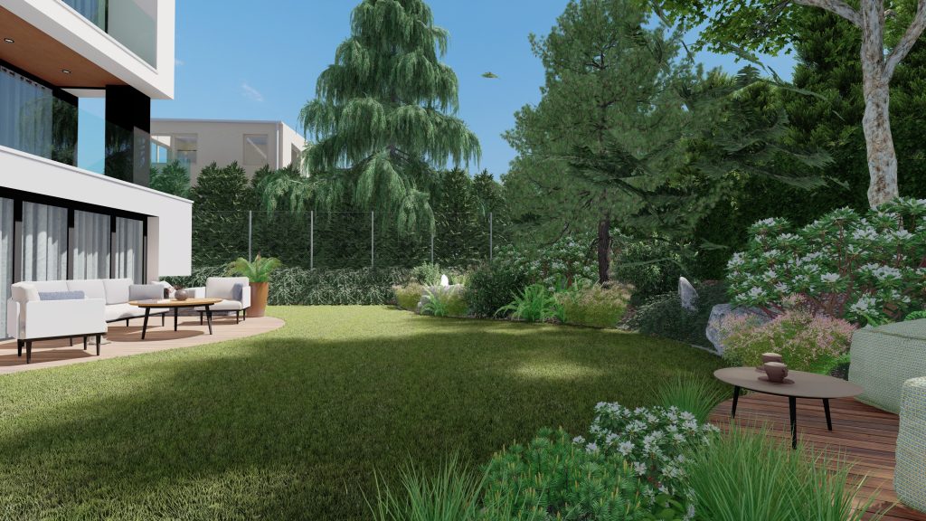 mały ogród leśny ze skarpą