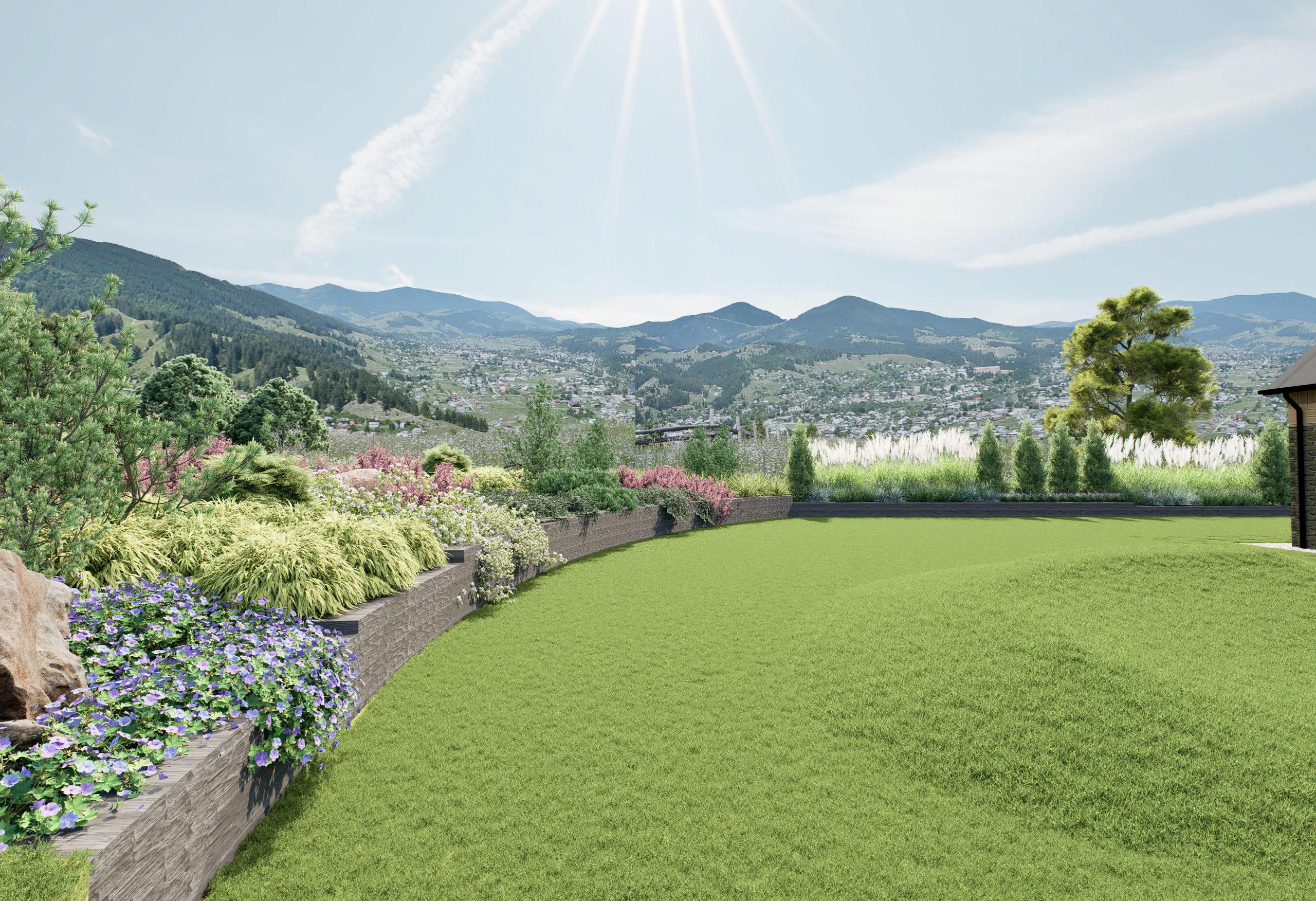 górka z murkiem oporowym