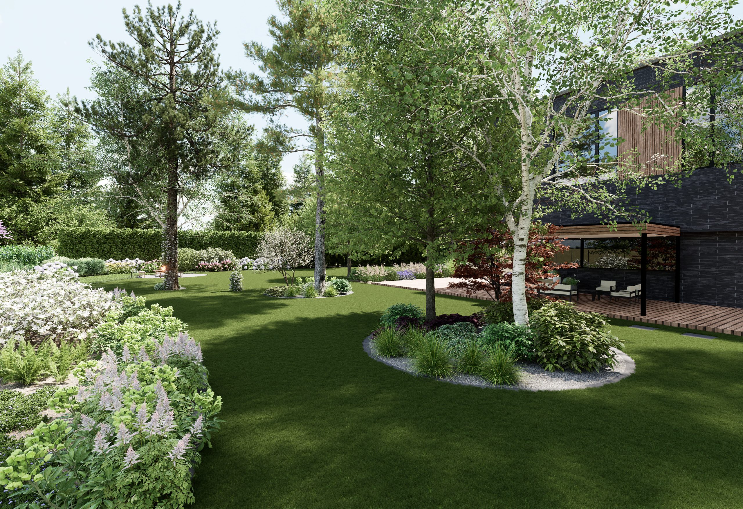 wizualizacja leśnego ogrodu