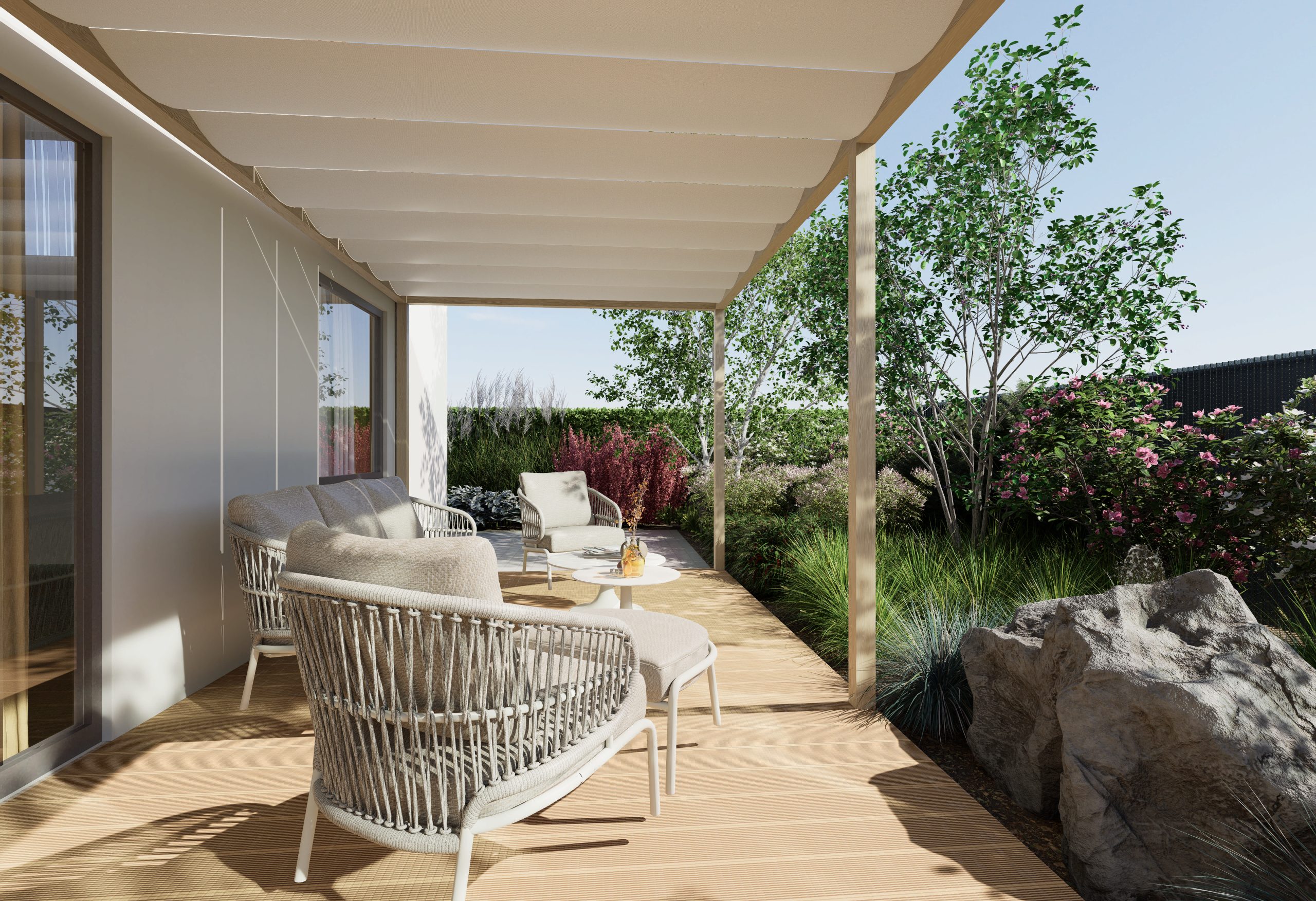 taras wśród zieleni