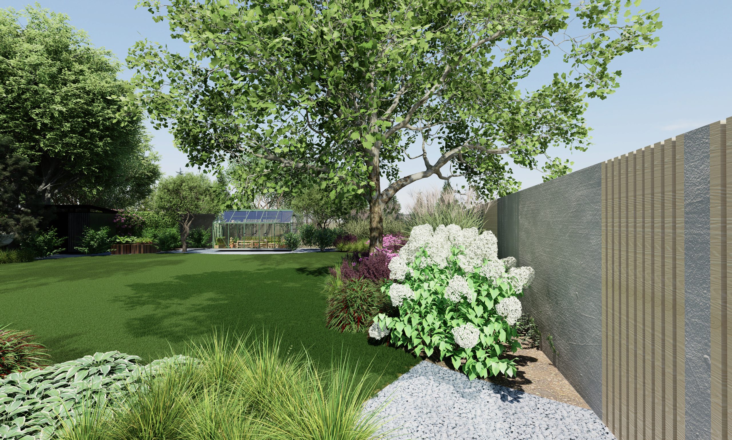 front ogrodu z różnicą wysokości