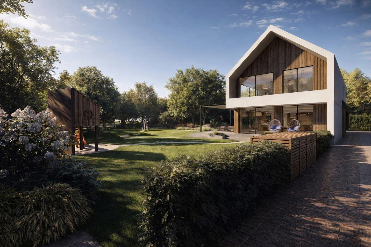 subtelna inspiracja Japonią - projekt ogrodu 3000 m2 dla całej rodziny