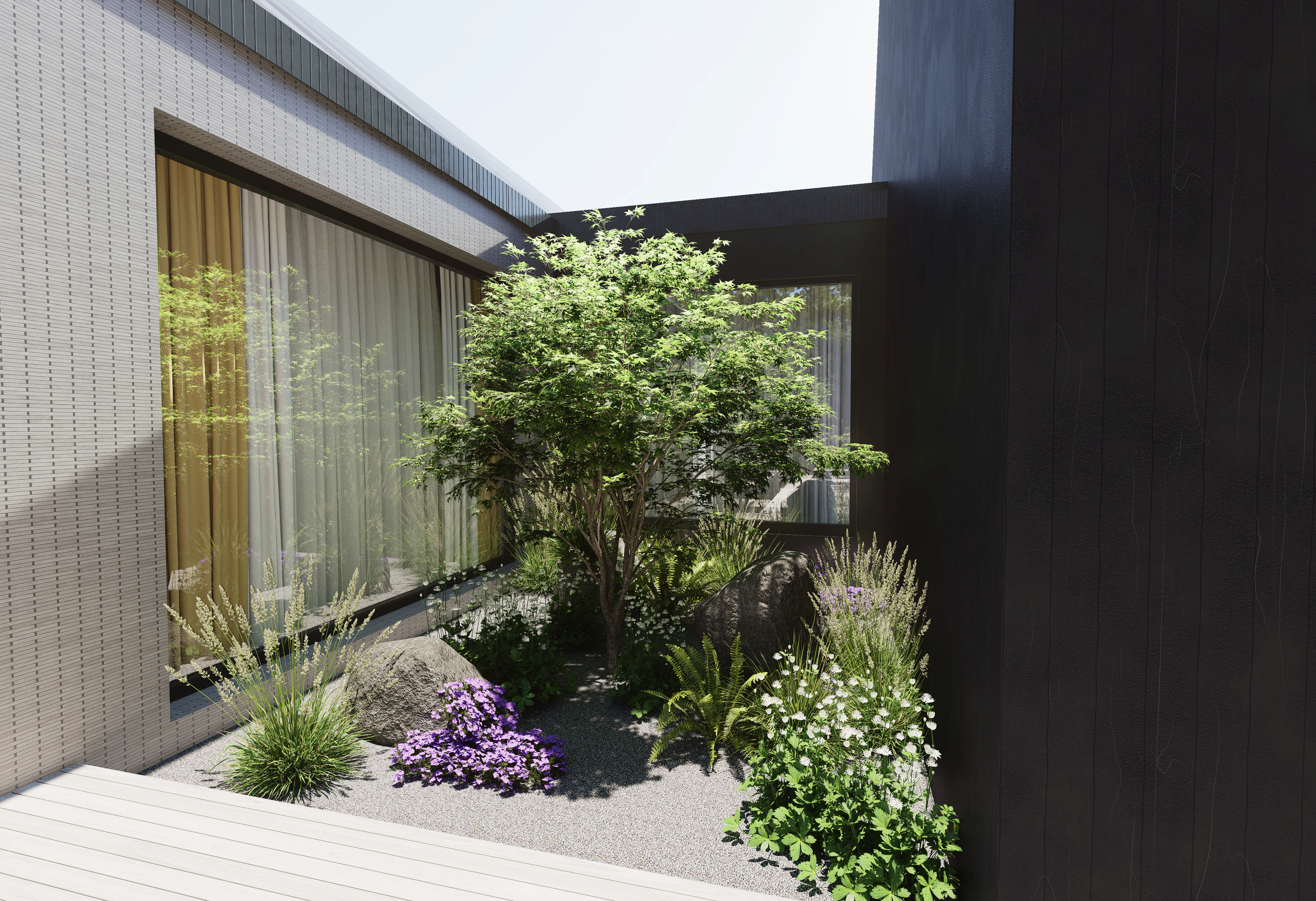 projekt ogrodu naturalistycznego dopasowanego do otoczenia - atrium
